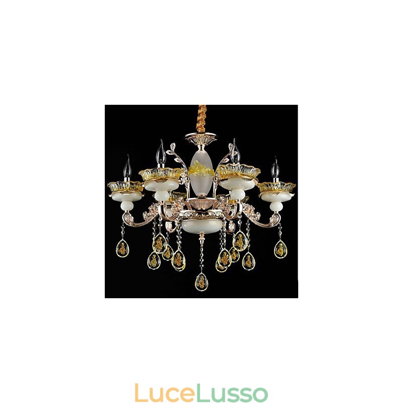 Caratteristica classica tradizionale elettroplaccata per lampadario in metallo stile mini in cristallo a 8 lampadine