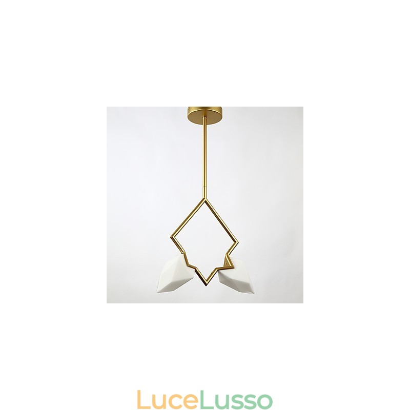 Lampadario moderno a 2 luci in metallo con vetro color pesca, lampada a sospensione Canteen Decorate