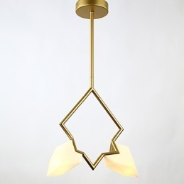 Lampadario moderno a 2 luci in metallo con vetro color pesca, lampada a sospensione Canteen Decorate