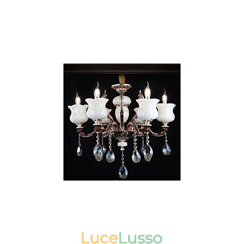 Lampada a sospensione in lega di zinco Jade, lampadario a 6 luci