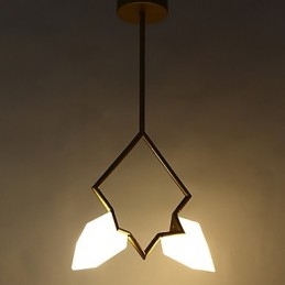 Lampadario moderno a 2 luci in metallo con vetro color pesca, lampada a sospensione Canteen Decorate