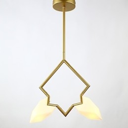 Lampadario moderno a 2 luci in metallo con vetro color pesca, lampada a sospensione Canteen Decorate