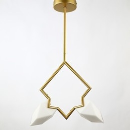 Lampadario moderno a 2 luci in metallo con vetro color pesca, lampada a sospensione Canteen Decorate
