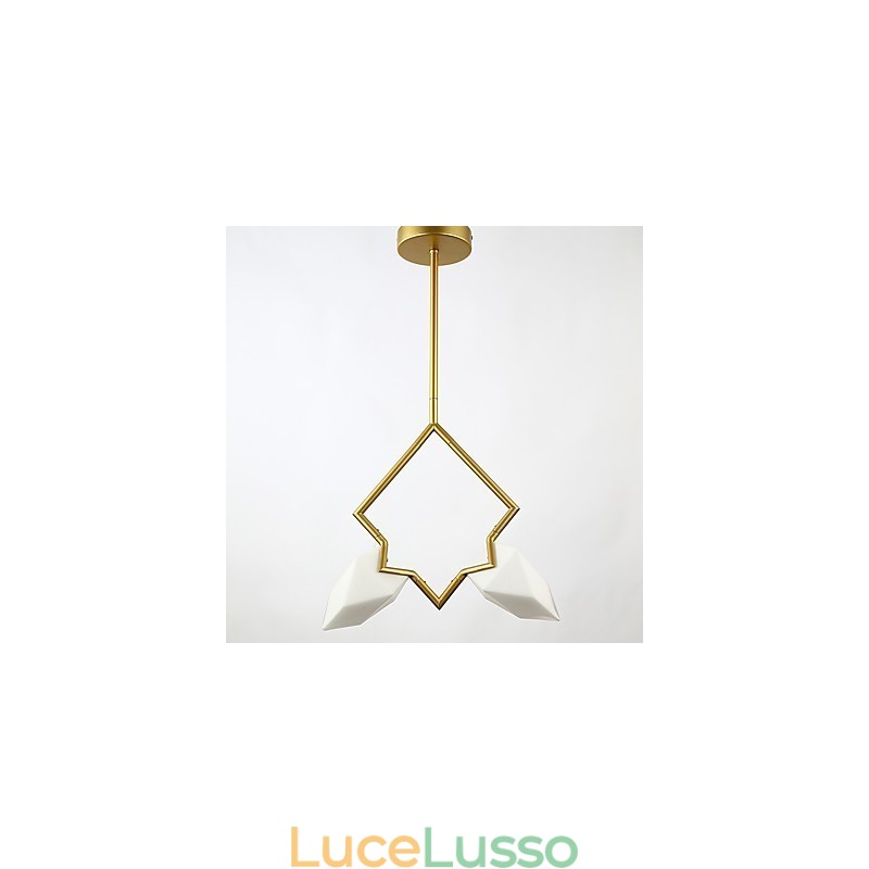 Lampadario moderno a 2 luci in metallo con vetro color pesca, lampada a sospensione Canteen Decorate