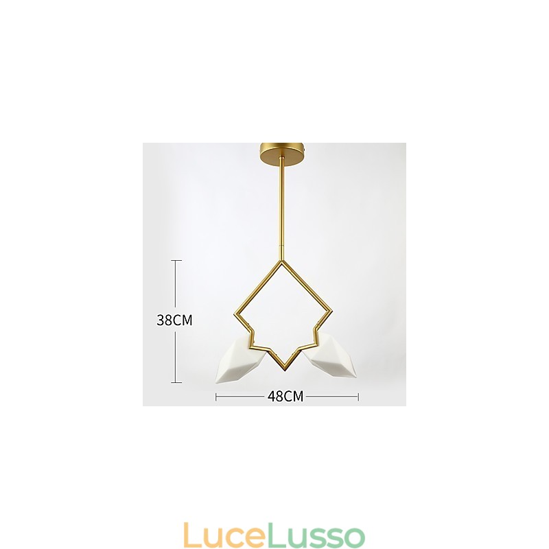 Lampadario moderno a 2 luci in metallo con vetro color pesca, lampada a sospensione Canteen Decorate