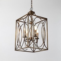 Lampadario europeo vintage in metallo americano industriale da loft con quattro luci, lampada a sospensione decorativa per interni