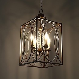 Lampadario europeo vintage in metallo americano industriale da loft con quattro luci, lampada a sospensione decorativa per interni