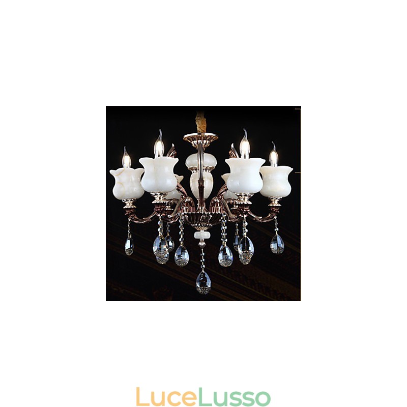 Lampada a sospensione in lega di zinco Jade, lampadario a 6 luci