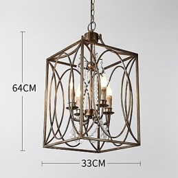 Lampadario europeo vintage in metallo americano industriale da loft con quattro luci, lampada a sospensione decorativa per interni