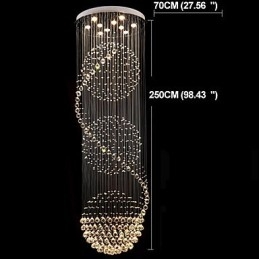 Lampadario moderno da soffitto in cristallo, a goccia, a goccia di pioggia, a 10 luci, lunghezza 2,5 metri, per interni