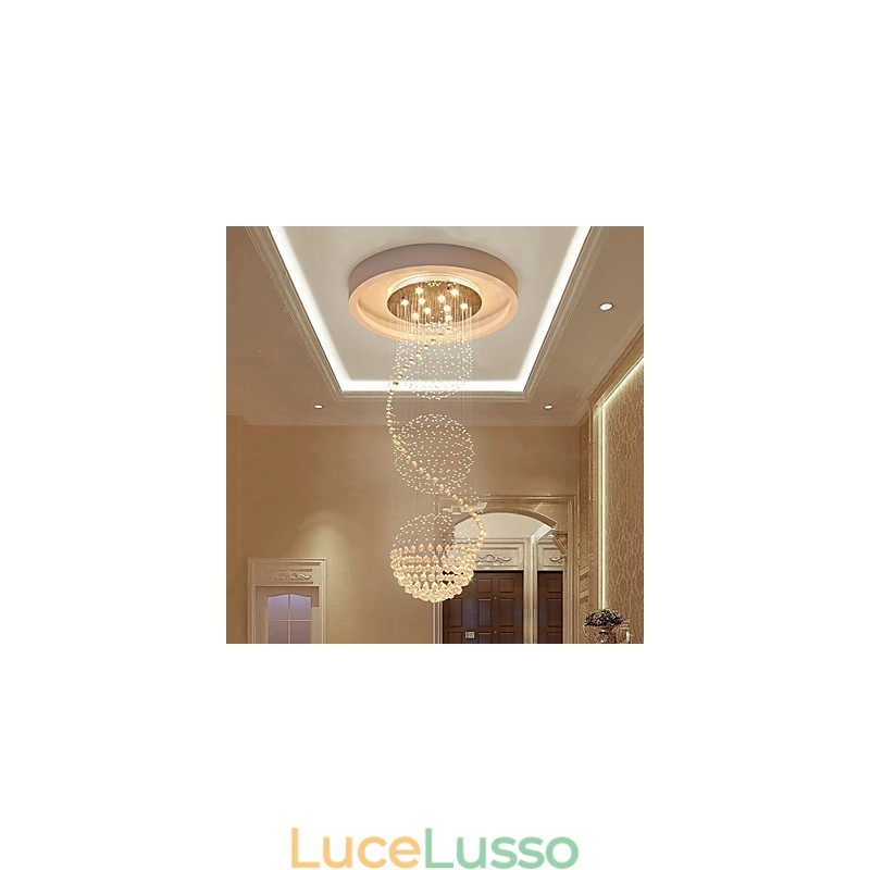 Lampadario moderno da soffitto in cristallo, a goccia, a goccia di pioggia, a 10 luci, lunghezza 2,5 metri, per interni