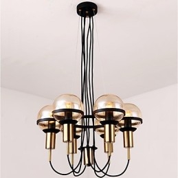 Lampadario personalizzato a 6 luci con paralume in vetro