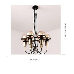 Lampadario personalizzato a 6 luci con paralume in vetro