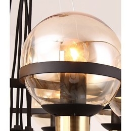 Lampadario personalizzato a 6 luci con paralume in vetro