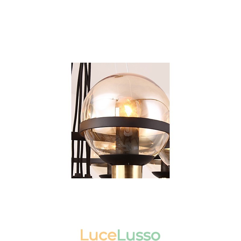 Lampadario personalizzato a 6 luci con paralume in vetro