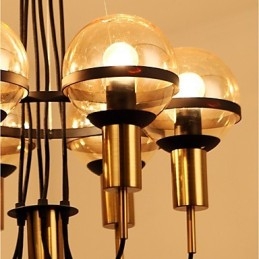 Lampadario personalizzato a 6 luci con paralume in vetro