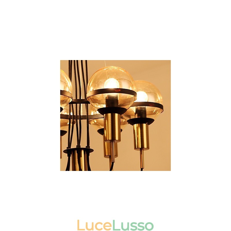 Lampadario personalizzato a 6 luci con paralume in vetro