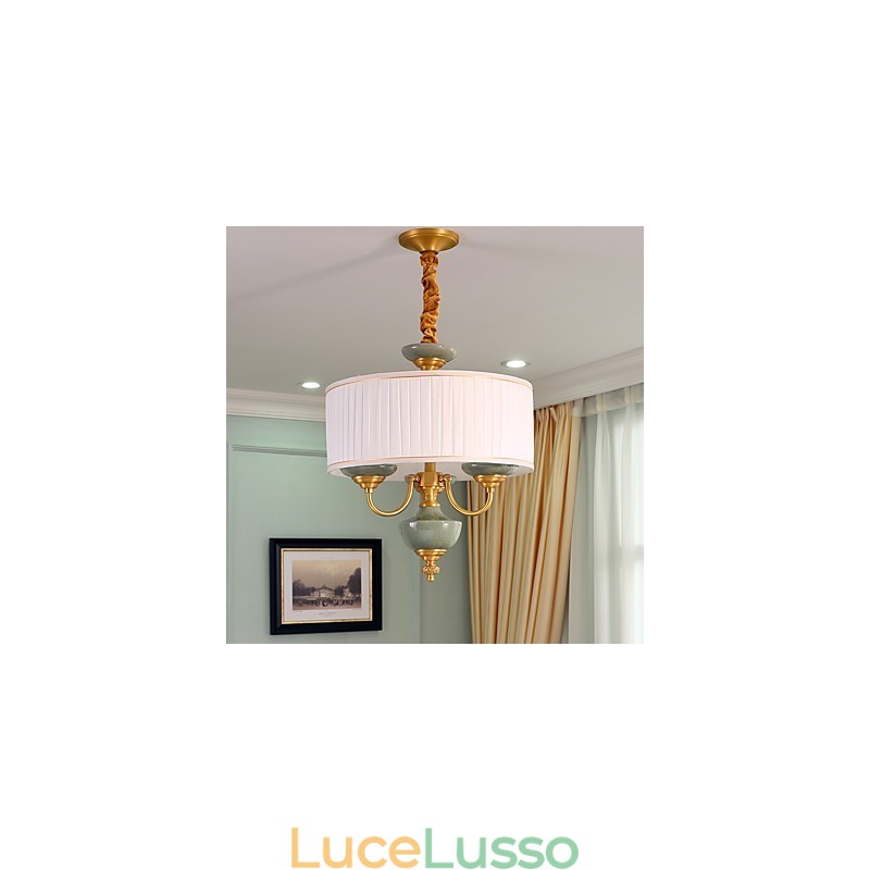 Lampadario tutto in rame Lampadario decorativo in giada