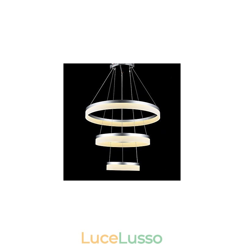 Lampadari rotondi che illuminano le lampade moderne in acrilico, lampade da soffitto di lusso a tre anelli