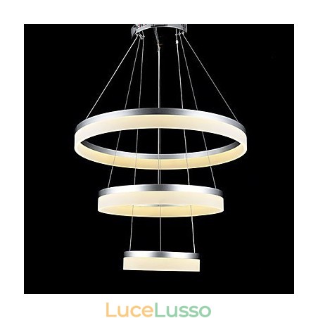 Lampadari rotondi che illuminano le lampade moderne in acrilico, lampade da soffitto di lusso a tre anelli Lampadari rotondi che illuminano le lampade moderne in acrilico, lampade da soffitto di lusso a tre anelli