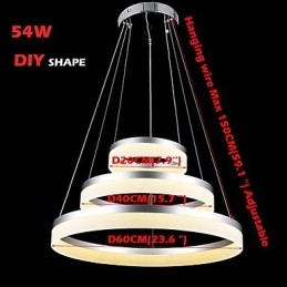 Lampadari rotondi che illuminano le lampade moderne in acrilico, lampade da soffitto di lusso a tre anelli