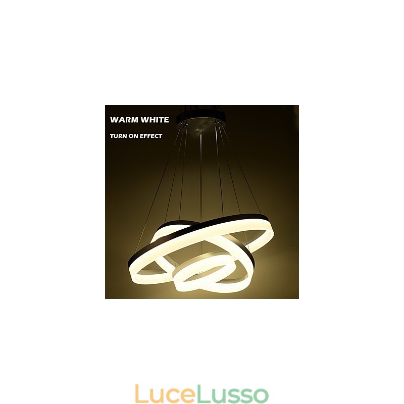 Lampadari rotondi che illuminano le lampade moderne in acrilico, lampade da soffitto di lusso a tre anelli