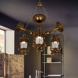 Rustic Lodge Vintage Retro Country Globe Painting Caratteristica per Mini Style Designers Lampadario in metallo