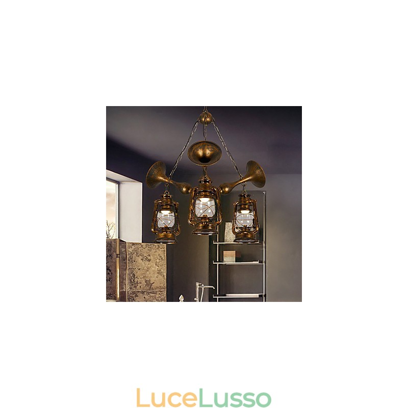 Rustic Lodge Vintage Retro Country Globe Painting Caratteristica per Mini Style Designers Lampadario in metallo