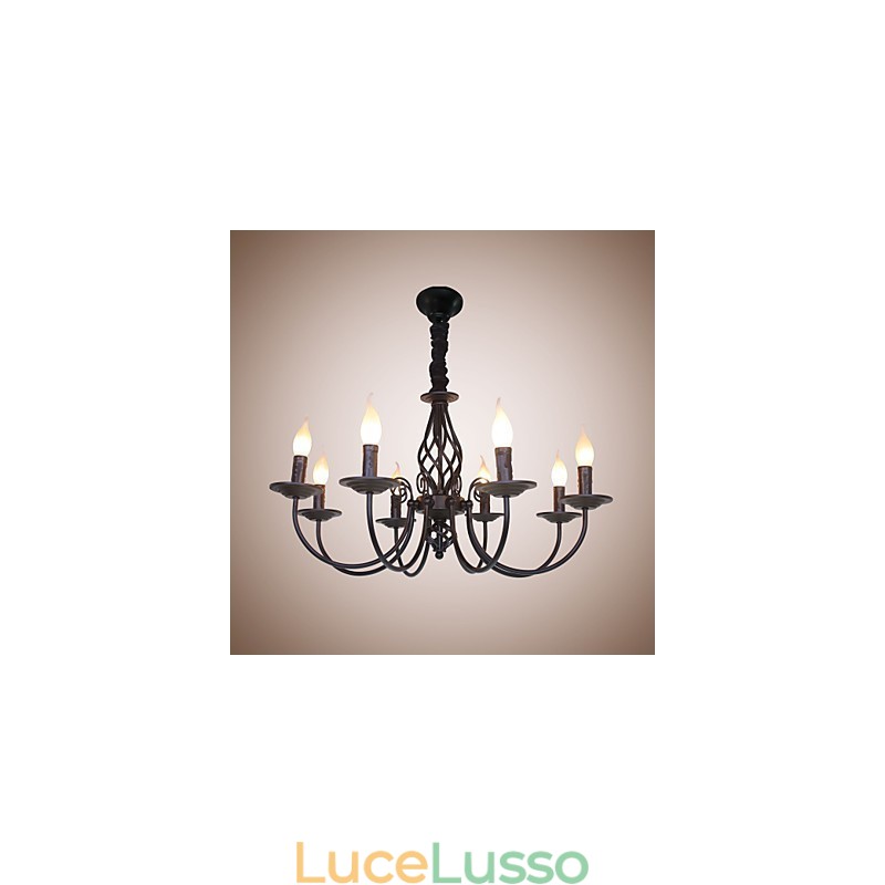 Lampada a candela semplice in ferro europeo 8 lampadari