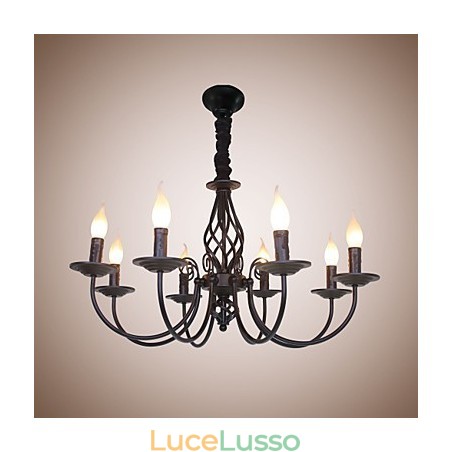 Lampada a candela semplice in ferro europeo 8 lampadari Lampada a candela semplice in ferro europeo 8 lampadari