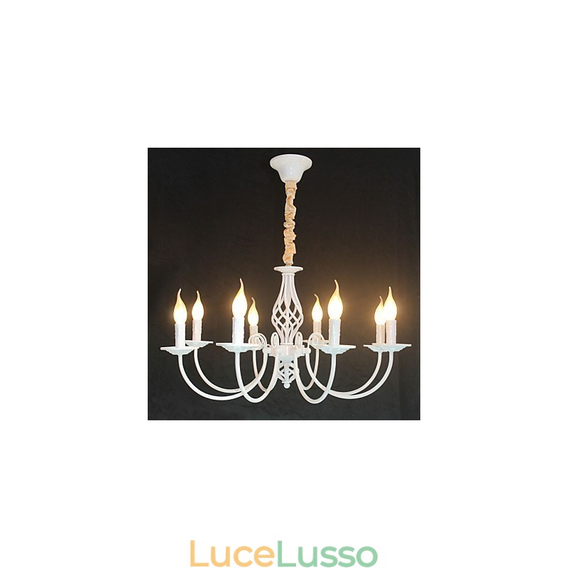 Lampada a candela semplice in ferro europeo 8 lampadari