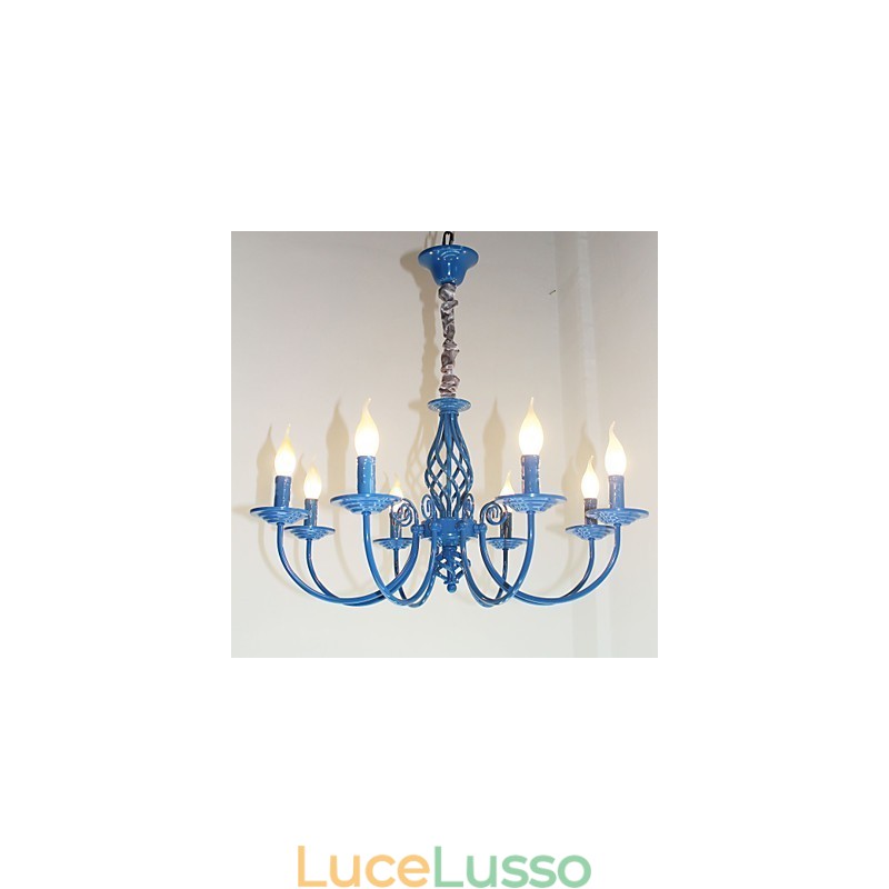 Lampada a candela semplice in ferro europeo 8 lampadari