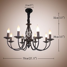 Lampada a candela semplice in ferro europeo 8 lampadari