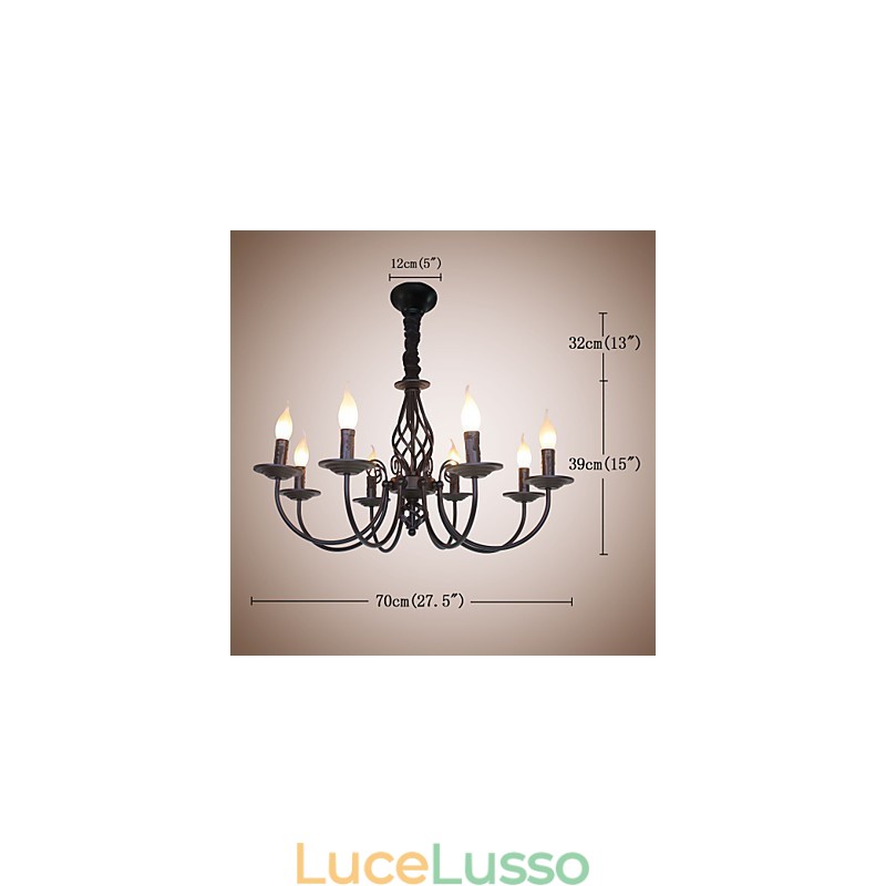 Lampada a candela semplice in ferro europeo 8 lampadari