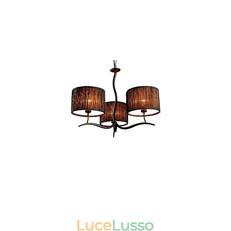 Lampadario classico tradizionale a 3 luci con paralume in tessuto semplice