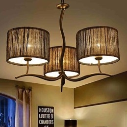 Lampadario classico tradizionale a 3 luci con paralume in tessuto semplice