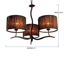 Lampadario classico tradizionale a 3 luci con paralume in tessuto semplice