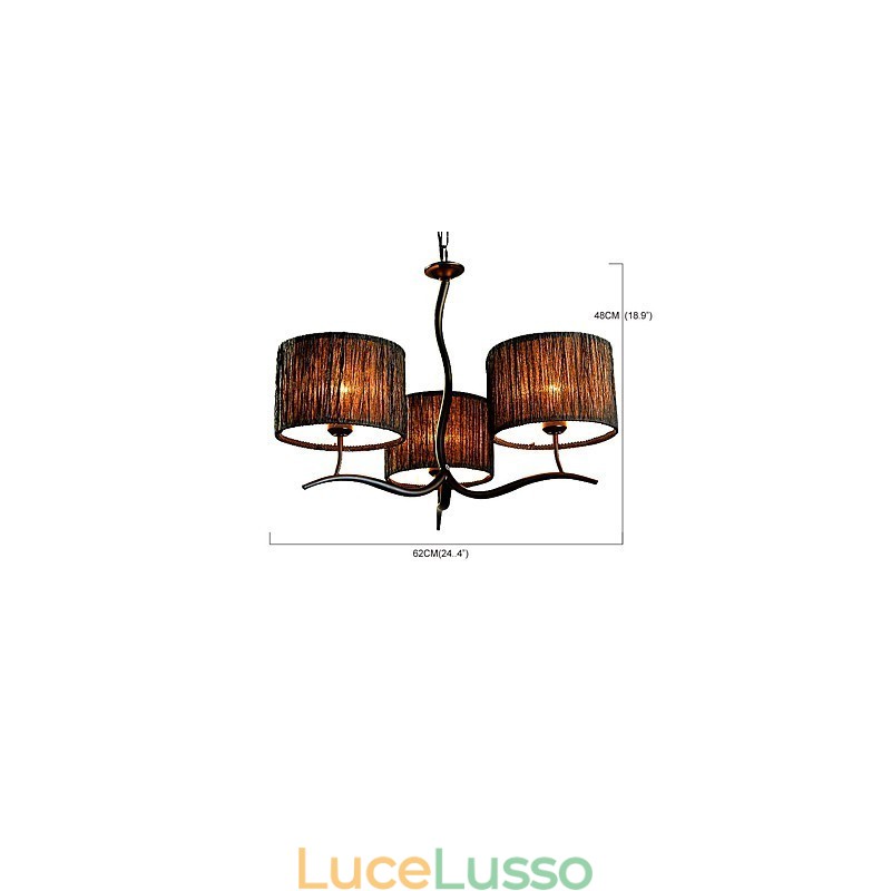 Lampadario classico tradizionale a 3 luci con paralume in tessuto semplice