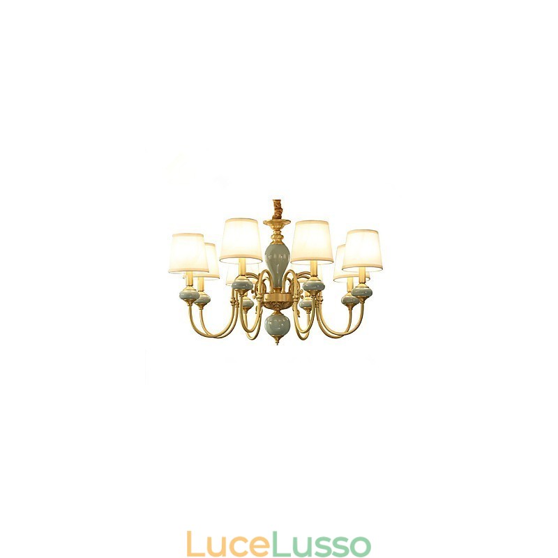 Lampadario tradizionale classico country in ottone caratteristica per mini stile metallo 8 lampadine