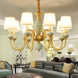 Lampadario tradizionale classico country in ottone caratteristica per mini stile metallo 8 lampadine