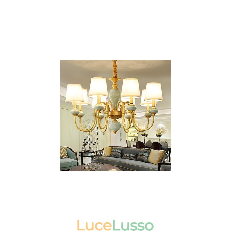 Lampadario tradizionale classico country in ottone caratteristica per mini stile metallo 8 lampadine