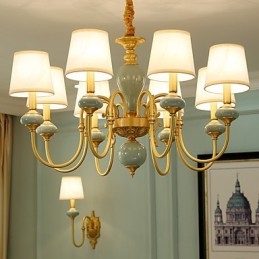 Lampadario tradizionale classico country in ottone caratteristica per mini stile metallo 8 lampadine