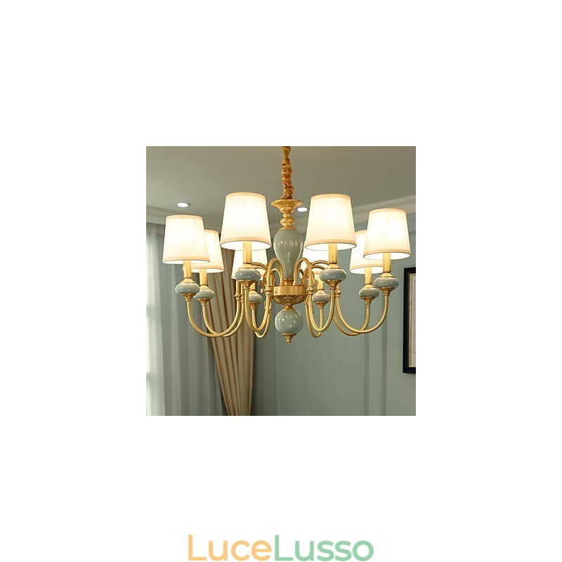 Lampadario tradizionale classico country in ottone caratteristica per mini stile metallo 8 lampadine