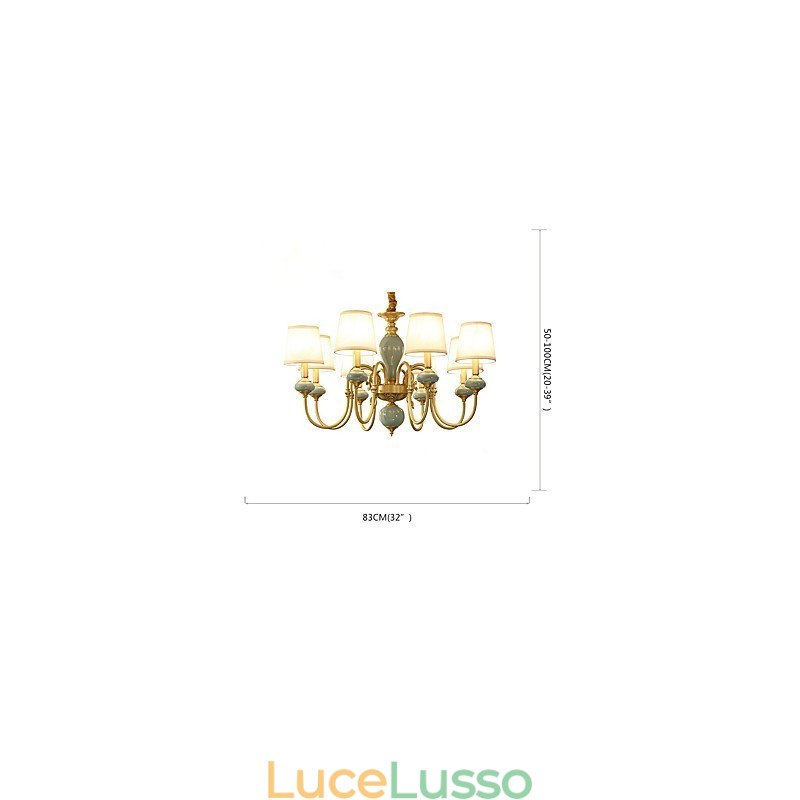 Lampadario tradizionale classico country in ottone caratteristica per mini stile metallo 8 lampadine