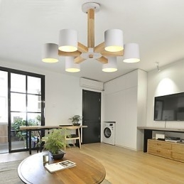 Lampadario a 6 luci moderno contemporaneo tradizionale classico vintage country legno caratteristica per legno