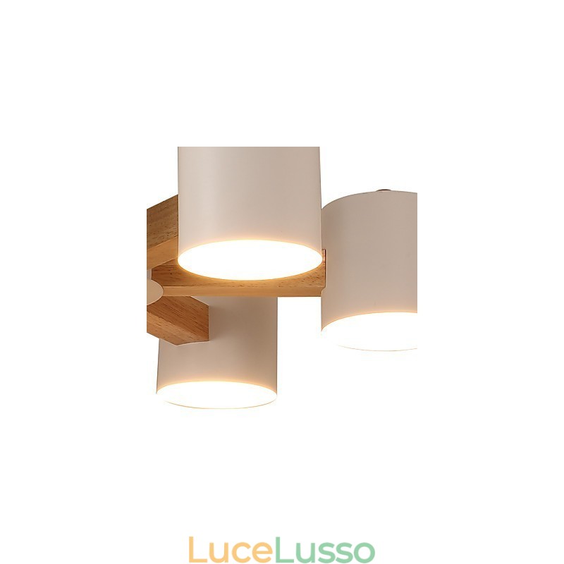 Lampadario a 6 luci moderno contemporaneo tradizionale classico vintage country legno caratteristica per legno