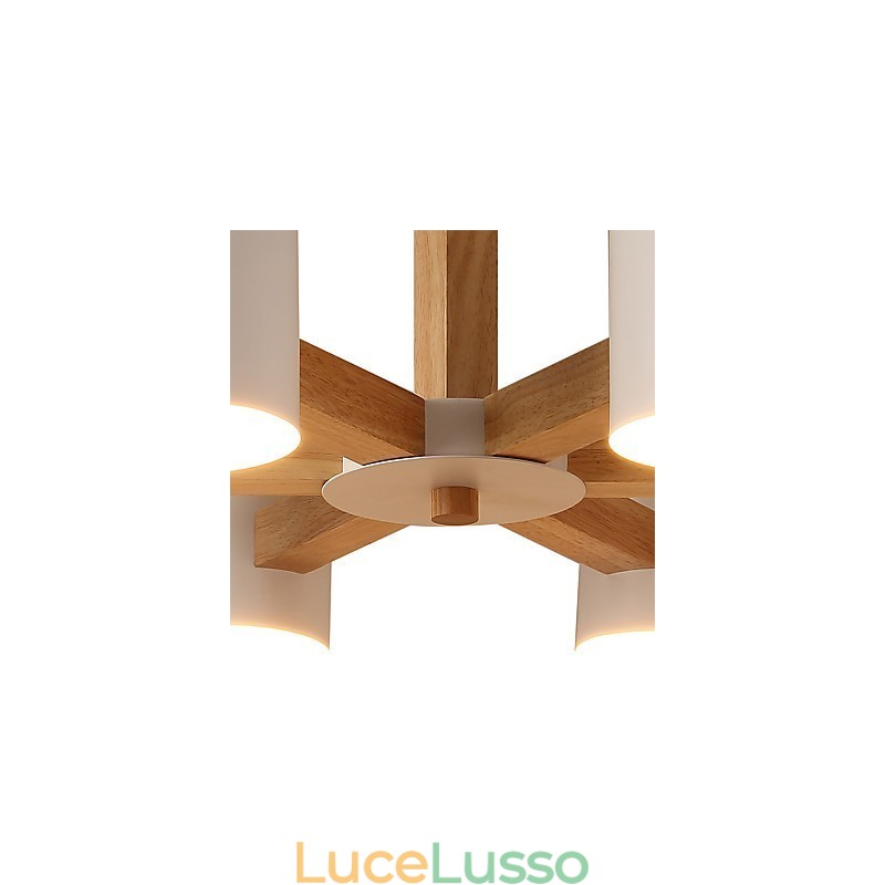 Lampadario a 6 luci moderno contemporaneo tradizionale classico vintage country legno caratteristica per legno