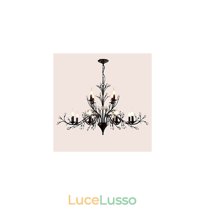 Lampadario di cristallo a 12 luci, moderno, contemporaneo, tradizionale, classico, vintage, retrò, country, dipinto, caratteristica