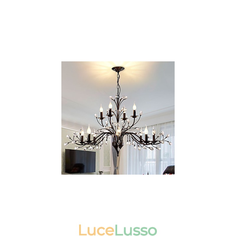 Lampadario di cristallo a 12 luci, moderno, contemporaneo, tradizionale, classico, vintage, retrò, country, dipinto, caratteristica