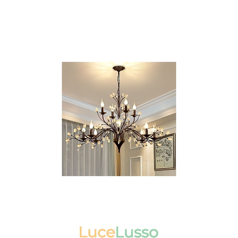 Lampadario di cristallo a 12 luci, moderno, contemporaneo, tradizionale, classico, vintage, retrò, country, dipinto, caratteristica